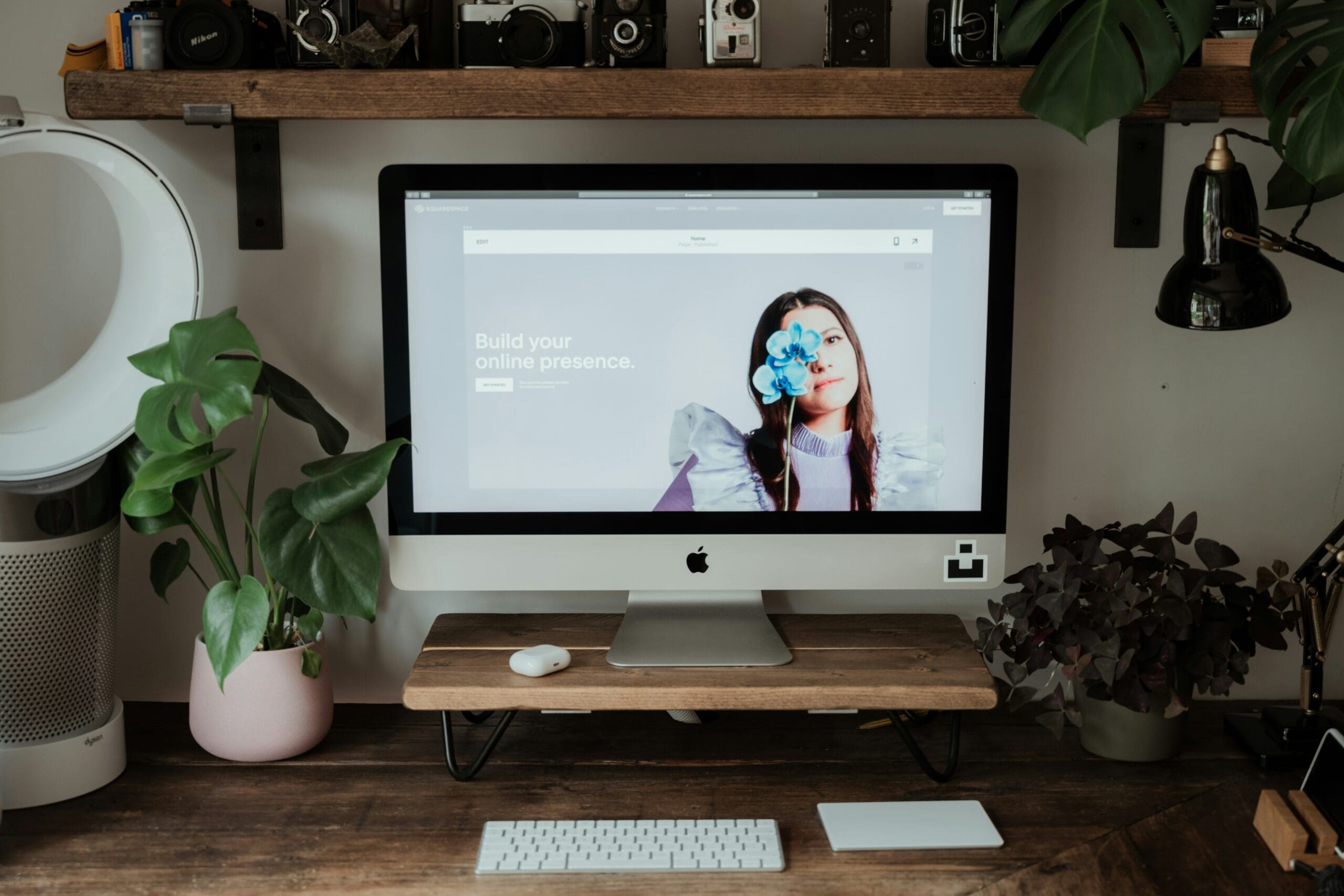 iMac showing a Squarespace site
